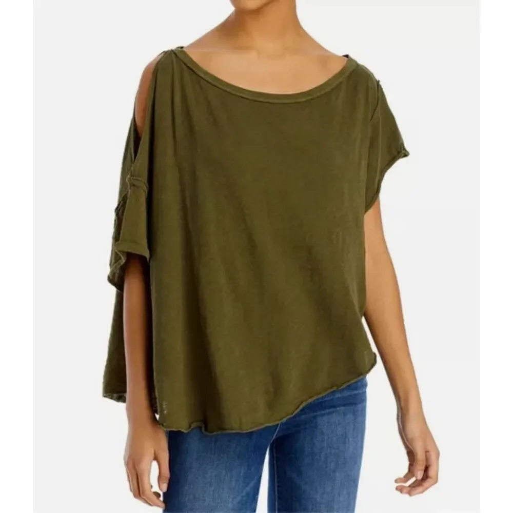 We The Free People U Fancy Slouchy Tee in army olive green Women’s M NWOT